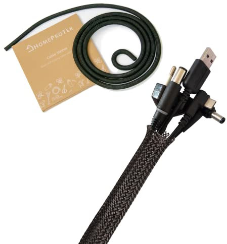 HOMEPROTEK 3m 13-20mm Kabelschlauch selbstschließend Schwarz - Kabelkanal Flexibel für PC Kabelmanagement zu Hause oder im Büro, Cable Sleeve for Cable Management | Kabelschutz für Katze und Tiere