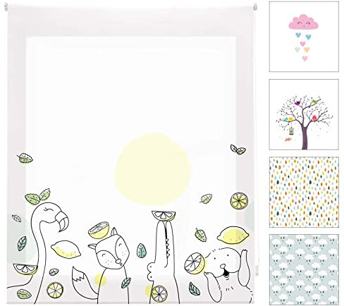 Blindecor Digital Kids | Tenda avvolgibile traslucida con stampa digitale | Modello Zoolime | 110 x 180 cm (larghezza per altezza), dimensioni del tessuto 107 x 175 cm | Tende per finestre