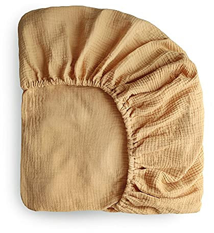 Mushie Crib Sheet Musselin Spannbettlaken | Baby & Kinder Spannbetuch 60x20x120 cm | Atmungsaktive 100% Baumwolle | Sichere & Hochwertige für Kleinkinder Kinder Jungs & Mädchen (Fall Yellow-Medium)