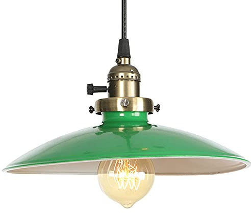 CSSYKV Lampadario Industriale Piatto Verde Chiaro Pendente Paralume Vintage Lampada A Sospensione Moderna semplicità Fattoria 27 Lampada A Sospensione Regolabile A 1 Luce di Base