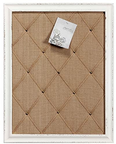 Antik-weißes Leinenstoff-Pinnwand, 53.3x68.9 cm, Nachrichtenbrett, Wanddekoration, Jute-Pinnwand, Bild, Memoboard, große Korktafel für Wände mit Rahmen, Zuhause, Bürodekoration