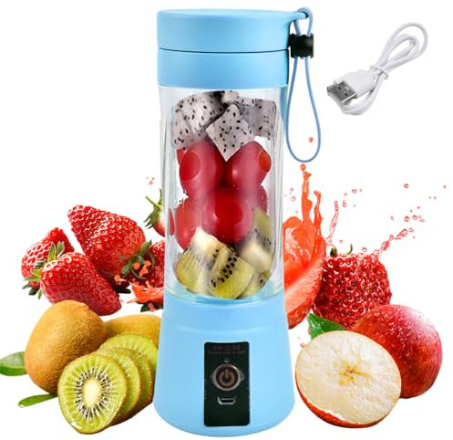 Portable Blender Personal Mini Blender, Shakes Smoothies Ice Jucier Cup Strong Power Rechargeable Blender Handheld Electric Fruit Six Bladesfor Home Office Sports Travel Outdoors