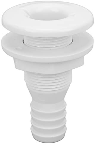 Raccordo Passante per Scafo, 1 Pollice Raccordi di Scarico Passascafo in Plastica per Barche Collegamento a Scafo Passante Tappo di Scarico per Barche per Marine(bianco)