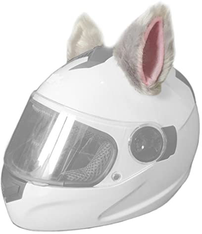 Plush Kitty Ears for Helmet Bicycle Ski Motorcycle Helmet Horns Helmet Accessories for Snowboarding Skiing Biking Kids Adults Gray