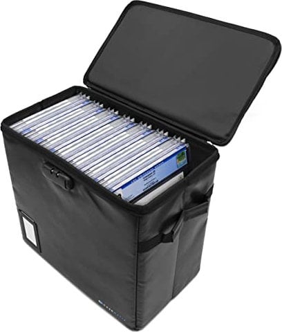 CASEMATIX Graded Comic Storage Fits 30 Comics, Hard Shell Fire-Resistant Bin with Three Internal Box Dividers, Zipper Lock