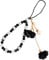 Mobile Phone Lanyard with Hand Strap, Beads, Flower Pendant and Tassel (Black)