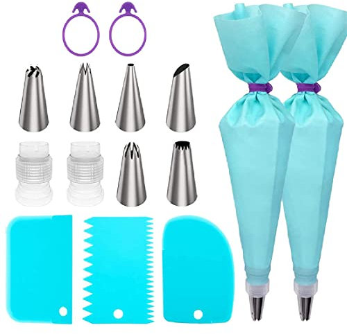 CUHZA sac A Poche Professionali e Riutilizzabili, Saccapoche per Dolci, Pasticceria Accessori, in Silicone e 6 beccucci in Acciaio Inox per Decorazioni Torta