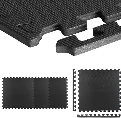 G5 HT SPORT [Tappeto Puzzle EVA 63×63×1,2 Cm – Set 4 O 8 Pz] Salvapavimento A Incastro Antiscivolo, Copertura ~1,59/3,18 M², Protettivo Palestra Home Gym, Attrezzi Fitness (4 Pezzi [Nero])