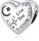 Annmors Charm 925 Sterling Silber Bead Charms I Love You to The Moon with Cubic Zirconia für Europäische Armbänder und Halskette,Schmuck Geschenk für Damen Herren