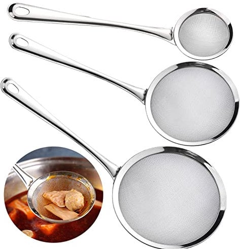 Sieb Küche Nudelsieb Küchensieb Mehlsieb Edelstahl Reissieb Passiersieb Klein Feines Fein Kleines Strainer Feinsieb Seiher Durchschlag,3 Stück