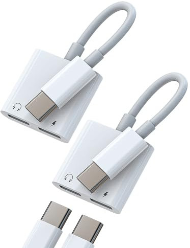 USB C Headphone Splitter(2 pack)Dual Type C DAC Aux Audio Jack Fast Charging Cable Adapter for Apple iPhone16 15 pro compatible for Samsung Earphone Connector Adaptor for ipad Dongle Android Converter