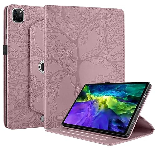 SLLMYYX 360 Grad drehbare Tablet-Hülle kompatibel mit iPad Pro 11 Zoll, Life Tree Slim Folio Stand Tablet Cover für iPad Pro 11 Zoll (Roségold)