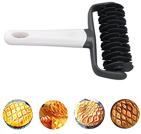Pastry Lattice Roller Cutter, Dough Lattice Roller Cutter, Dough Lattice Top Cookie Pie Pizza Bread Pastry Crust Roller Cutter Holder Plastic Handle, Lattice Dough Cutter for Fishnet Crust