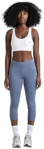 Sportkind Mädchen & Damen Fitness, Yoga, Sport 3/4 Capri Leggings, Mid Waist, Blickdicht, atmungsaktiv, grau blau, Gr. 164