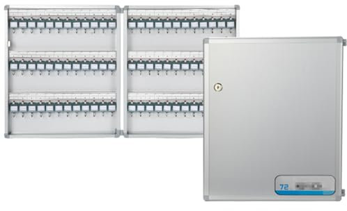 Weyot Schlüsselkasten Silber Abschließbar Großem Fassungsvermögen,Schlüsselschrank Aus Aluminium Wandmontiert Mit Haken Und Schlüsselanhänger 2 Notschlüssel,72 Bits