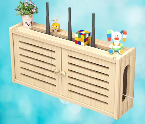 Caja de Almacenamiento Montada En La Pared Para Esconder Router - Madera, C-48x24cm