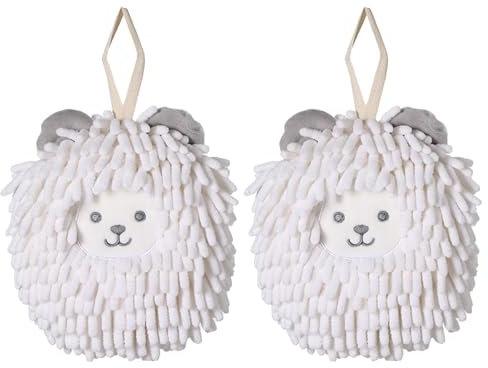 Lot de 2 Serviettes à Main Suspendues en Microfibre, Super Absorbantes et Séchage Rapide, Serviettes de Toilette Douces et Moelleuses avec Boucles de Suspension pour Salle de Bain et Cuisine (Blanc)