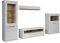 trendteam smart living - Anbauwand Wohnwand - Wohnzimmer - Marlon - Aufbaumaß (BxHxT) 341 x 192 x 40 cm bei 15 cm Abstand - Farbe Weiß Hochglanz mit Coast Evoke Eiche - 222296101