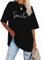 Tshirt Damen Oversize - Einfarbig Smile Druck Tshirt, Sport Lässig Tshirt Pullover Baggy Frühling Sportshirt Oberteil Longshirt Blusen V Ausschnitt Party Top Longbluse