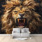 Vlies Fototapete Wilder Löwe 3D Effekt 250 x 175 cm - Foto Tapete Schlafzimmer Wohnzimmer Moderne Vliestapete UV-Beständig Wandtapete Motivtapeten Dekoration
