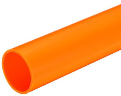 sourcing map PVC Rigid Tube Round Pipe Tubing Hardware Tubing 45.2mm ID 50mm OD 20cm/8 Length Orange High Impact for Water Pipe, Crafts