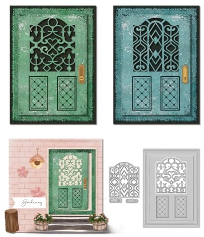 DELORIGIN 3D Door Die Cuts for Card Making, Hollow Window Pattern Carbon Steel Die Cuts Cutting Dies Frame Stencils Scrapbooking Embossing Template Dies for Greeting Card Embossing Invitation