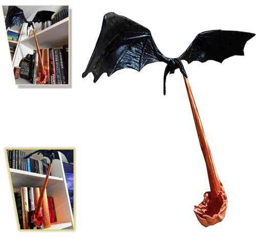 XJBCOD Coin livre Dragon, Coin livre Dragon Flamme, Serre-livres 3D Dragon Volant Feu, Coin livre Dragon Cracheur de Feu, Décor Dragon, Bibliothèque Gothique, Décor de Bibliothèque Halloween, Cadeau d