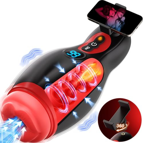 Masturbatore Uomo Sex Toys, Bocca Sexy Masturvatore per Uomo con Supporto per Telefono, Riscaldamento Masturbtore per pene Vagina Vibratore per Uomo Sex Toy con 9 Modalità di Suzione & Vibrazione