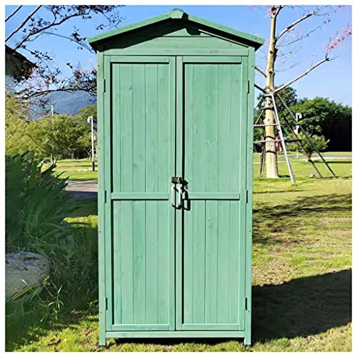 WYRMB Armoire de Rangement extérieure Abri de Jardin en Bois avec Portes Doubles et 3 étagères Abri de Rangement Vertical pour Jardin extérieur et abris de Rangement de Cour,GR
