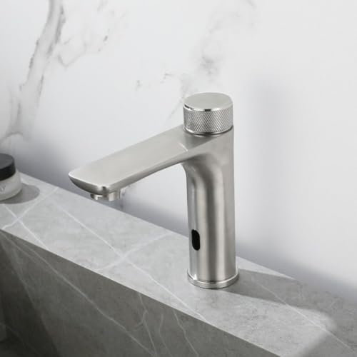 Infrared Sensor Basin Mixer Tap, Bathroom Touchless Tap, Automatic Basin Tap Bathroom Sensor, Stainless Steel Hot And Cold Water Faucet(Silver)