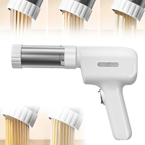 QIeAny Máquina De Fideos De Mano Inalámbrica Completamente Automática, Máquina De Enema Doméstica, Piezas Internas De Acero Inoxidable 304+Presione Fideos De 200 G En 20 Segundos,White