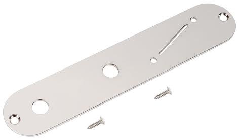 Banworks Guitar Control Plate 10mm (25/64) Potentiometer Holes Narrow Pot Hole Spacing and Angled Switch Slot Steel Switch Control Plate for Telecaster Tele Electric Guitar JT/KZB-03 Nickel
