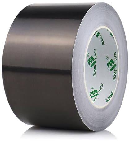 BOMEI PACK Schwarz 75mmx50m Aluminium Klebeband Hitzebeständiges - 1 Rolle Alu Klebeband zum Reparieren von Metalloberflächen - Starke Aluband Selbstklebend