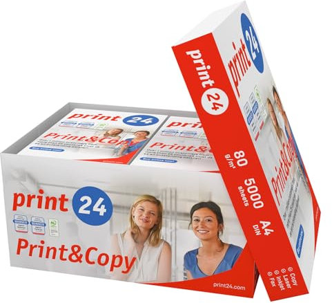 print24 Druckerpapier Kopierpapier 500-150000 Blatt A4 80g Premium Weiß Testsieger PEFC (5.000 Blatt)
