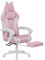 bigzzia Sedia da gioco carina con orecchie di gatto e supporto lombare massaggiante, sedia ergonomica per computer per ragazza con poggiapiedi e poggiatesta (rosa e bianco)