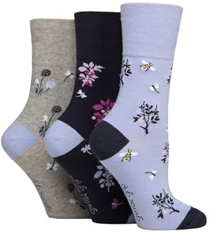 SockShop RHS Royal Horticultural Society Women's Socks - RHS x Gentle Grip Floral & Botanical Patterned, Soft Cotton Socks, Gift for Gardeners, Size 4-8 Multipack of 3 Pairs