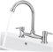 AUTSUPPL Küchenarmatur Wasserhahn Doppelanschluss Mischbatterie Für Waschbecken Mit Warm Und Kaltwasserfunktion 20cm Lochabstand Ideal Für Bad Und Küche Chrom Finish
