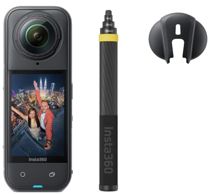 Insta360 X5 No-Drone-Bundle - wasserdichte 8K 360°-Kamera, Unsichtbarer Selfie-Stick-Effekt, Spitze im Schwachlicht, robuste auswechselbare Linsen, 3 h Akku, klarer Sound, Stabilisierung