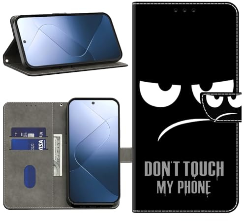 BOLELAW Case for Samsung Galaxy S21 5G – PU Leather Flip Wallet Cover with Magnetic Closure, Kickstand & 2 Card Slots, Don't Touch My Phone