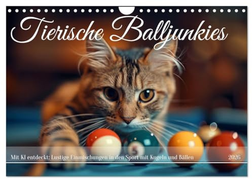 Tierische Balljunkies (Wandkalender 2026 DIN A4 quer), CALVENDO Monatskalender: Ballsport und Tiere zusammen, das garantiert eine lustige Zeit (CALVENDO Spass)
