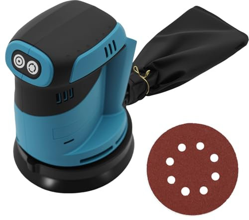 Levigatrice orbitale da 125 mm con 6 livelli di potenza, compatibile con batteria Makita da 18 V, levigatrice orbitale per levigare, lucidare e levigare superfici (senza batteria)