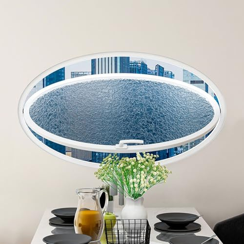 Oval Sliding Window with Rotating Porthole - Aluminum Service Door for Basement & Bathroom - Privacy Glass Rainproof Silent Design (White 100x50cm)