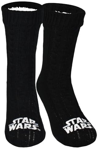 United Labels Star Wars Hüttensocken - Strick Haussocken mit Sherpa Futter für Herren Kuschelsocken Flauschige Wintersocken warme Männer Socken OneSize Schwarz
