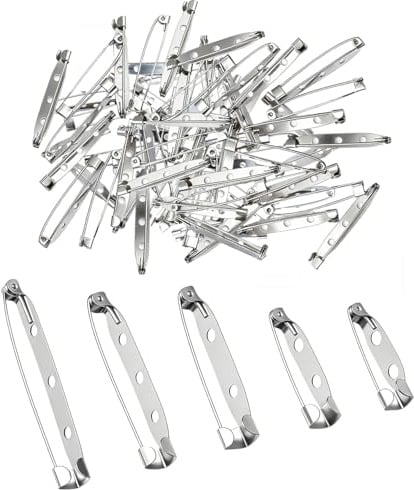 50 Stück Broschennadeln, 5 Größen Anstecker Pin Silber Sicherheitsnadeln Metall Pins, mit Brosche-Pins, für Kunsthandwerk Schmuckherstellung DIY Handwerk (Silber)