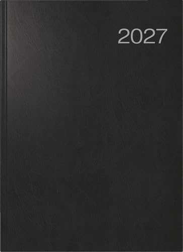 rido/idé 7027503907 Buchkalender Mod. Conform 2027 A4, Kunststoff, schwarz: 1 Seite = 1 Tag, halbstündliche Einteilung von 7-21 Uhr