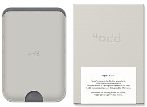 a.odd MagSafe Card Wallet, Vegan Leather Magnetic Card Holder Compatible with MagSafe Devices, NFC Supported, Holds up to 3 Cards, Colour Combinations, iPhone 17/16/15/14/13/12 (Deem Grey)