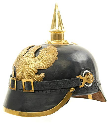 Imperial deutsch Spikes Pickelhaube Officer Fahrradhelm schwarz Leder & Messing