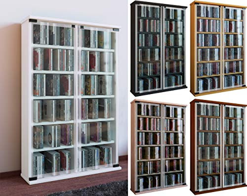 VCM Regal DVD CD Rack Medienregal Medienschrank Aufbewahrung Holzregal Standregal Schrank Möbel Bluray Weiß Galerie