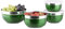 Relaxdays Boles con Tapa, Set de 4, Acero INOX y Plástico, Verde, Diferentes Tamaños, 18.4x18.4x9 cm, 4