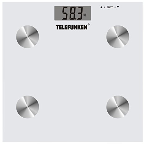Telefunken M02565 Pesapersone, Vetro, Bianco, 28x28x3 cm